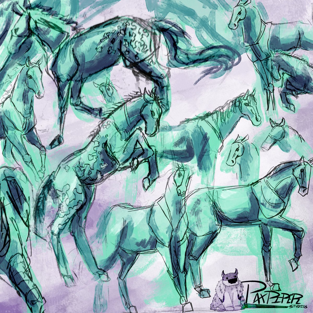 Teal Horses 🐴
(Hint of Future Zine 👀)

#horsesketch #horse
