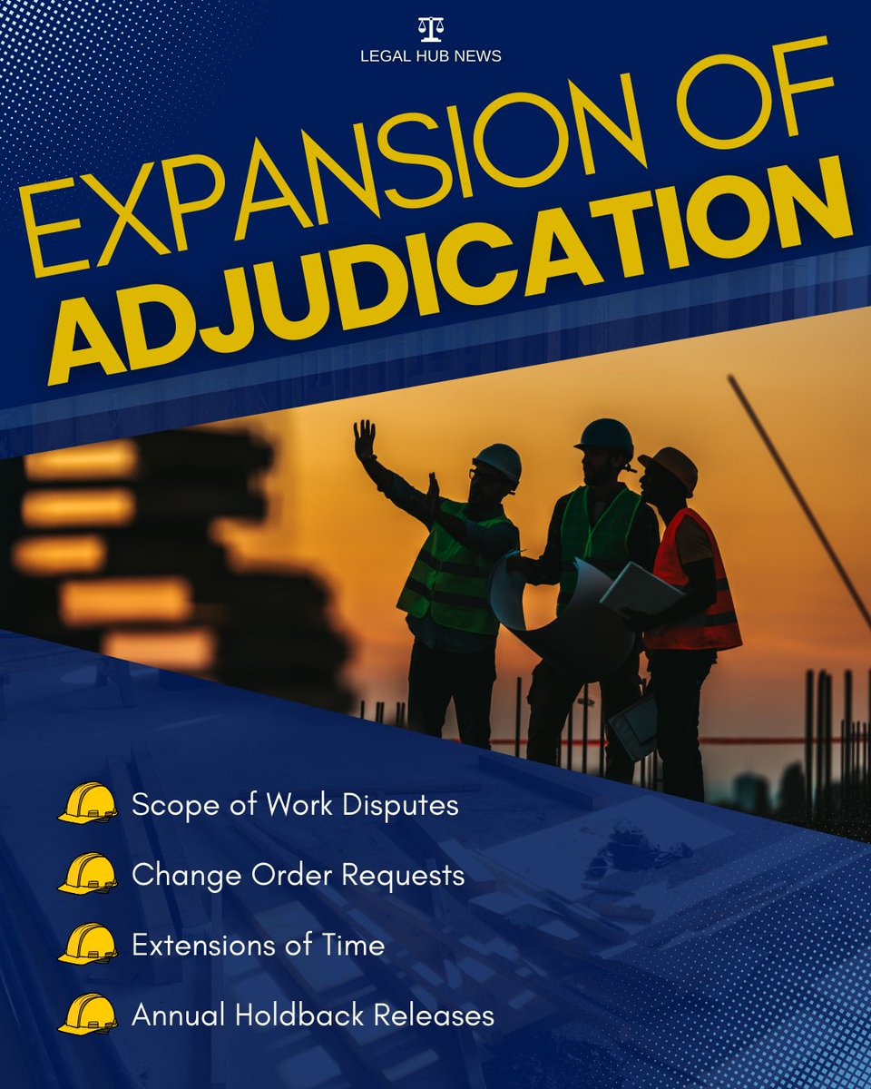 Changes are coming to Ontario’s adjudication regime!

If passed, adjudication could now cover:
• Scope of work disputes
• Change order requests
• Extensions of time
• Annual holdback releases

Read More Here: na3.hubs.ly/y07kqX0