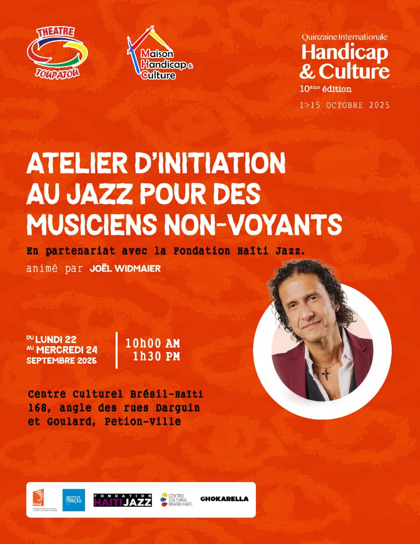 📌Chokarella est heureux de s’associer à la « Quinzaine internationale handicap et culture », qui se tiendra cette année du 1er au 15 octobre autour du thème “Ann wè”. En prélude à cette quinzaine, un atelier d’initiation au jazz destiné à des musiciens non-voyants se déroulera à
