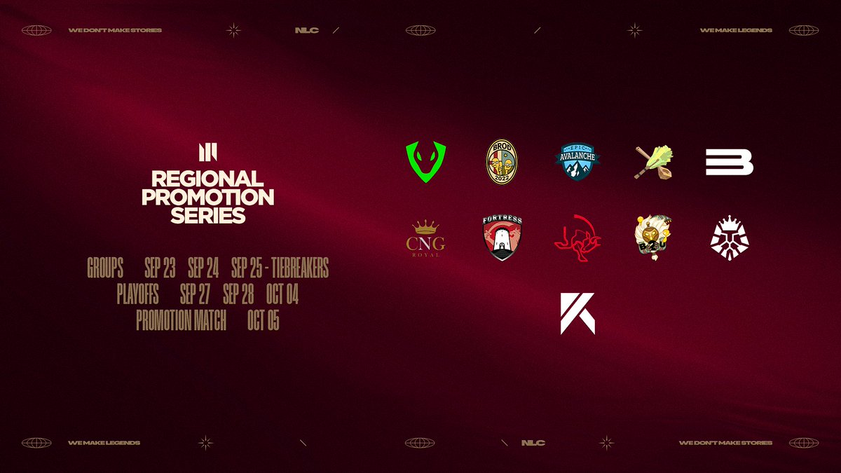 NLClol's tweet image. 📢PREPARE FOR MORE ACTION

The year isn&apos;t over yet, as the NLC Regional Promotion Series is coming up. This is where the National Leagues get a shot at promotion into the Arozzi NLC!

Stay tuned👇