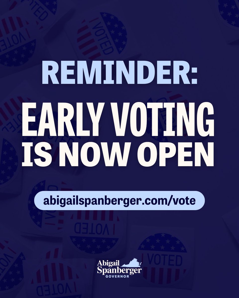 SpanbergerForVA's tweet photo. It’s the first FULL WEEK of early voting in Virginia. I’ve already cast my ballot, and so can you!

Join me and the Virginians who are voting early in this election. Make your plan to vote today at https://t.co/4rkyuqbhAH https://t.co/PrGuUkJQUD