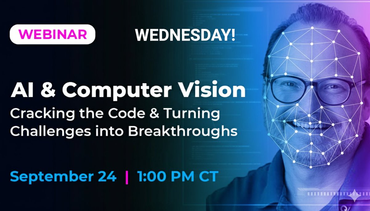 Softeq's tweet image. THIS WEDNESDAY webinar "AI & Computer Vision: Cracking the Code & Turning Challenges into Breakthroughs.”
-CV project challenges
-How Softeq engineers CV systems
-Trends in CV
Register here hubs.la/Q03Kf-xb0
#AI #ComputerVision #Webinar #Innovation #MachineLearning