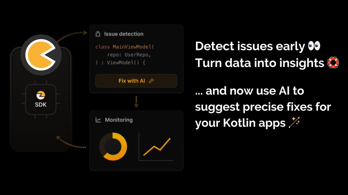 arnogiu's tweet image. After years of building #Koin, I still see the same pain points:
🚨 ANRs
🐢 slow startups
💥 memory leaks.
That’s why we built Kotzilla 👉 detect early, turn runtime data into insights & now use AI for precise fixes.
Your #Kotlin app on X-ray. Debug & Prod.