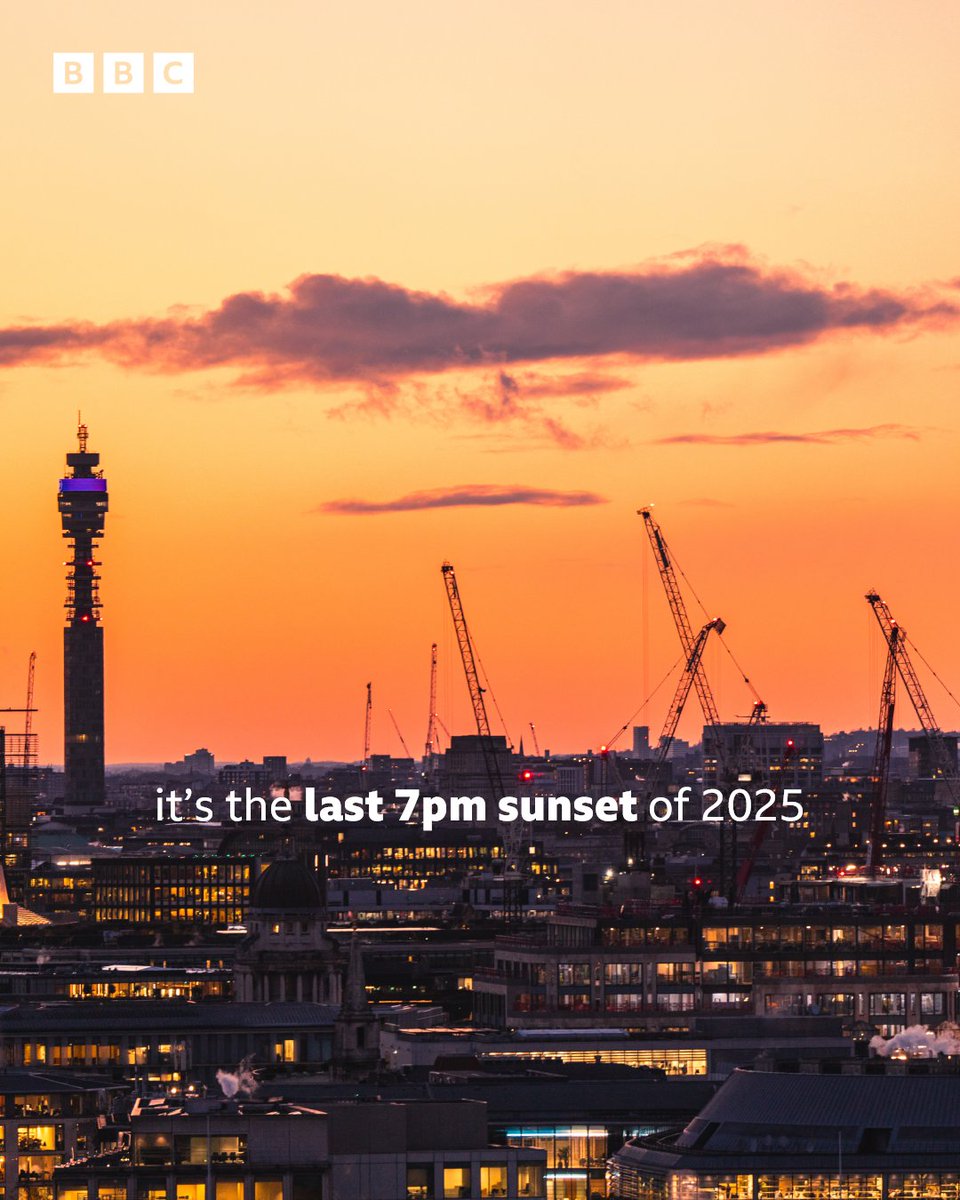 The nights are drawing in 🌇
We hate to break it to you, but tonight is the last 7pm sunset of 2025 ➡️ bbc.in/47QEyap