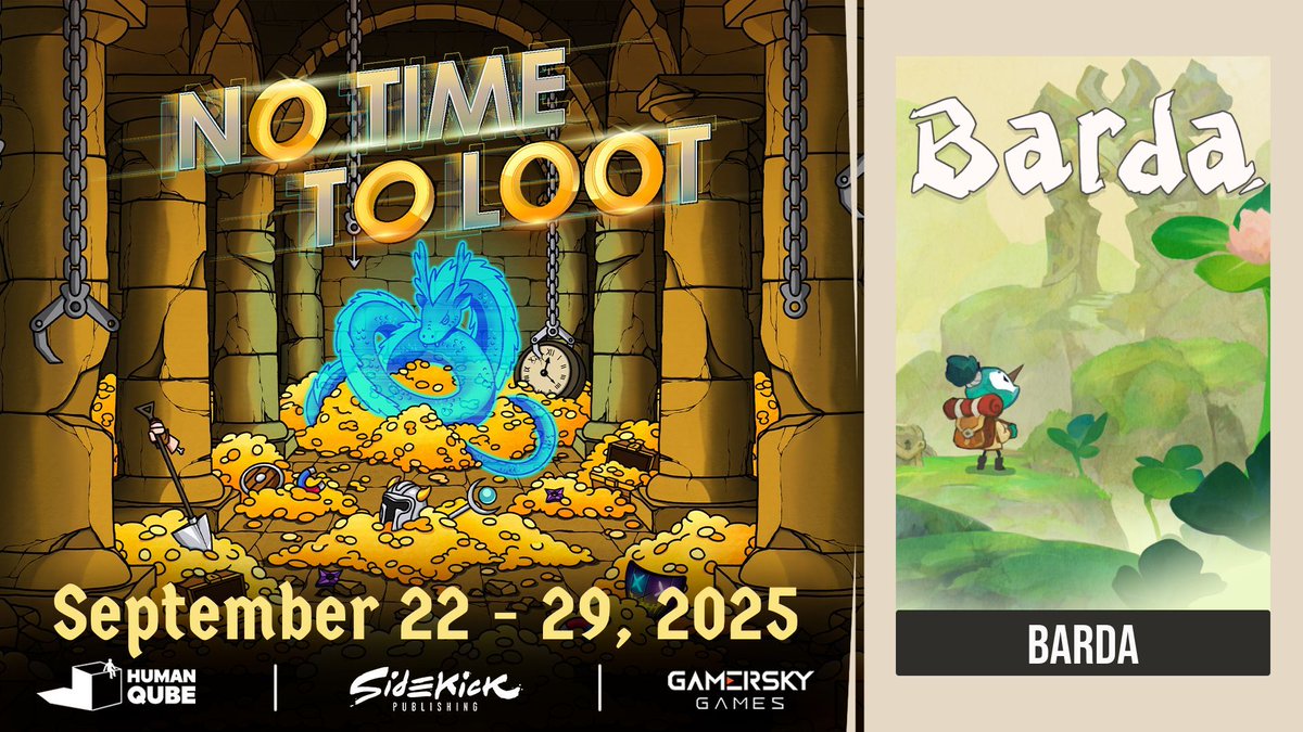 Barda is delighted to be taking part in the #NoTimeToLoot2025 Steam Festival! 
There's hardly a festival that fits our chillrogue loot loot and loot game better, so we've decided to release our first DEMO alongside the event, available on Steam! 
🖱️store.steampowered.com/app/3664320/Ba…