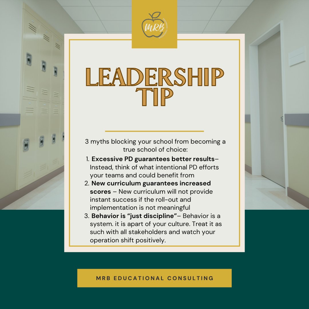 A true school of choice isn’t about applications or zip codes. Families choose it because they trust the systems, the leadership, and the outcomes.
Systems drive everything!

📌 Start with the Leadership Vision Execution Guide: bit.ly/MRB-Leadership…