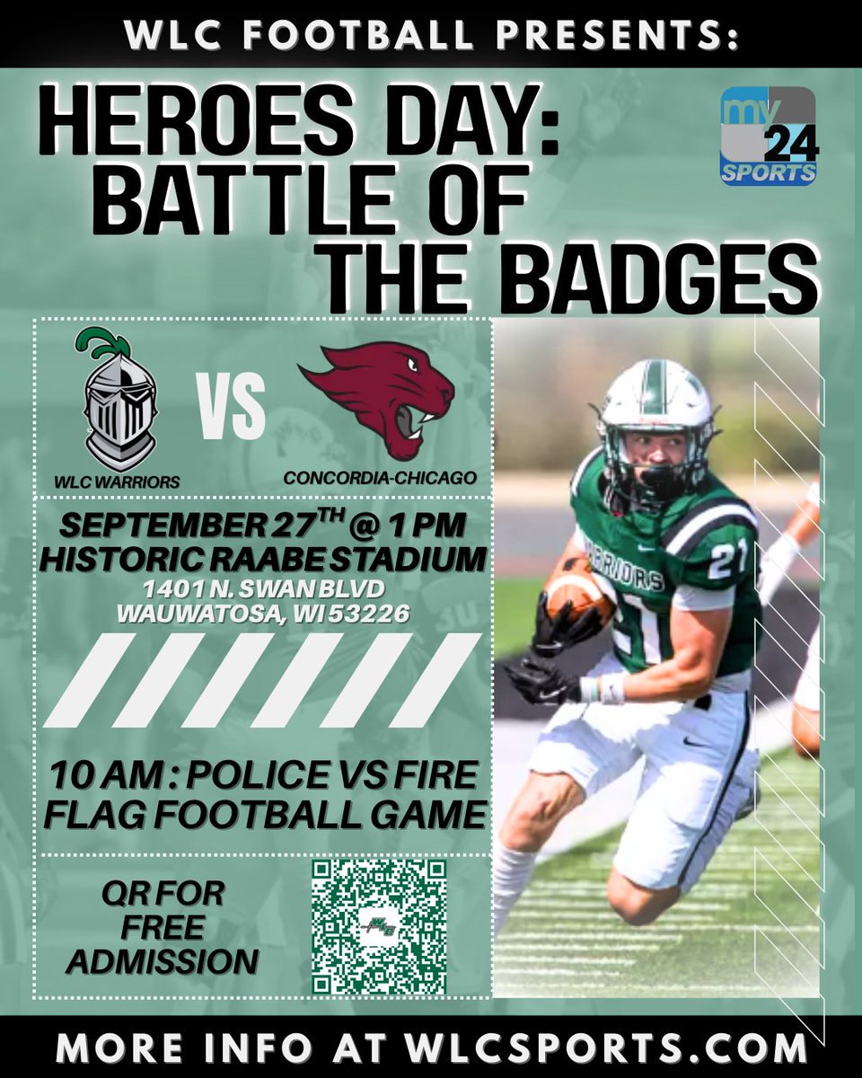 🚨CALLING ALL FIRST RESPONDERS🚨
Join us this Saturday as we celebrate you! For the first time ever, we will have a Battle of the Badges Flag Football Game between Fire &amp; Police at 10:00 AM, followed by our kickoff at 1:00 PM! 
#NoGreaterLove | #ArmorUp