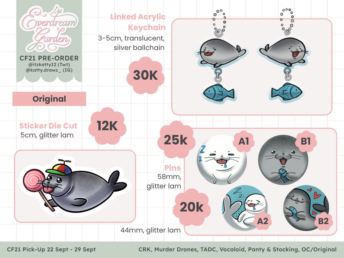 (1/3)🩷 and  RTs  appreaciated!

hello!  My  #CFXXI PO  is  open!!

📅22-29  sept
🌷both  days,  PICK  UP  ONLY!
💐MD,  CRK,  Vocaloid,  paswg,  original
🌸special  collaboration w  <a href="/Hat_onBoogie/">🎩Wonnie || CFXXI PO‼️</a> !
🔗tinyurl.com/KxWCFXXI

#CF21 #CFXXICatalogue