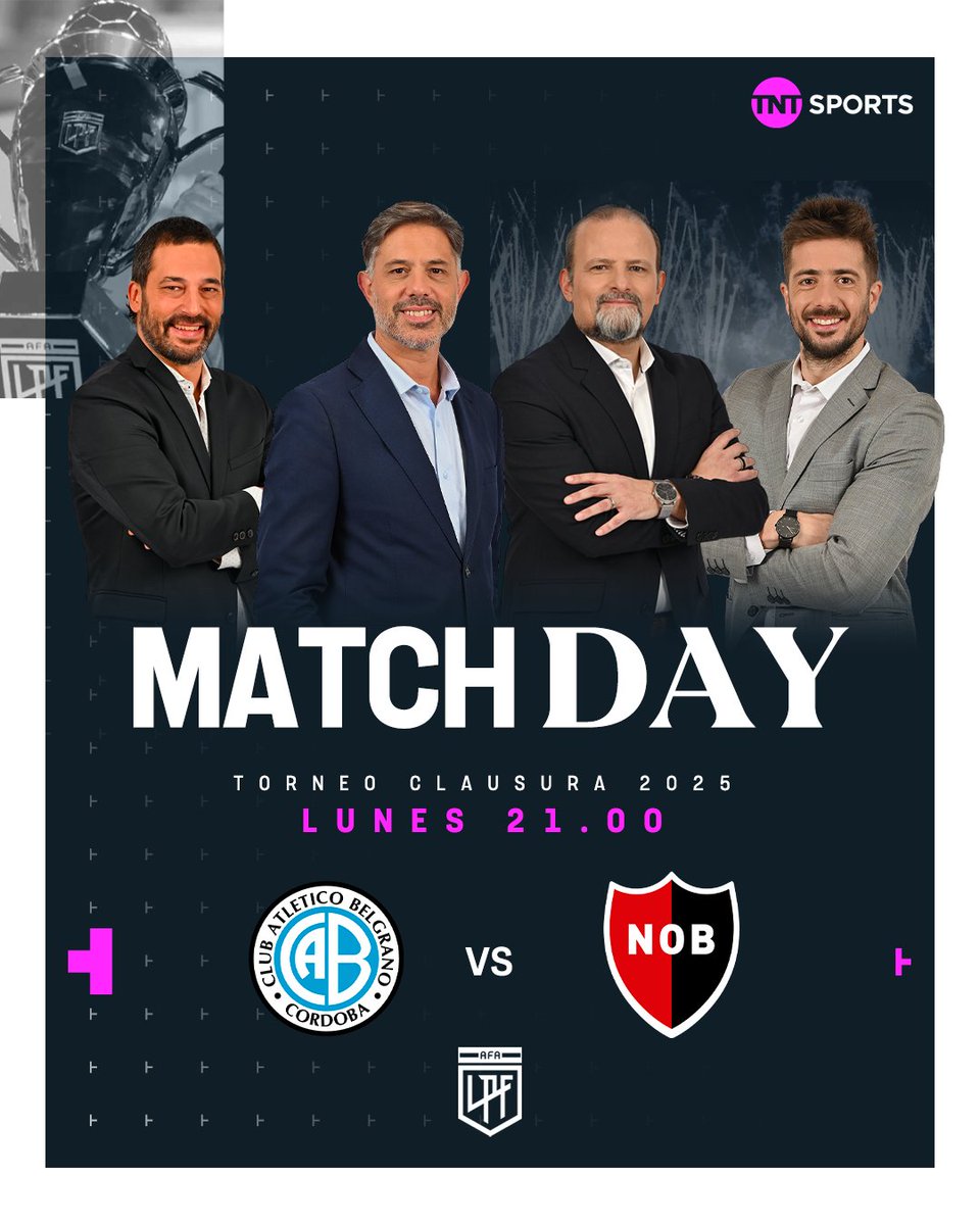 ¡LUNES EN CÓRDOBA! 🏟️ 

Desde las 21:00 Belgrano recibe a Newell's y lo vivís con el equipo de TNT Sports.

🎙️ <a href="/ferlingiardi/">Fernando Lingiardi</a> - <a href="/fabig08/">Fabián Godoy</a> - <a href="/gonzalito_rey/">Gonzalo Rey</a> - <a href="/nico_latini/">Nico Latini</a>
