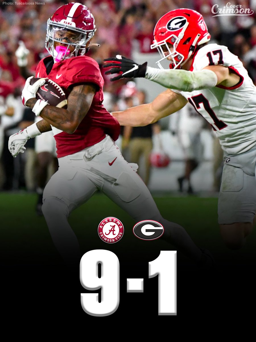 Alabama is 9-1 vs Georgia over their last 10 matchups.