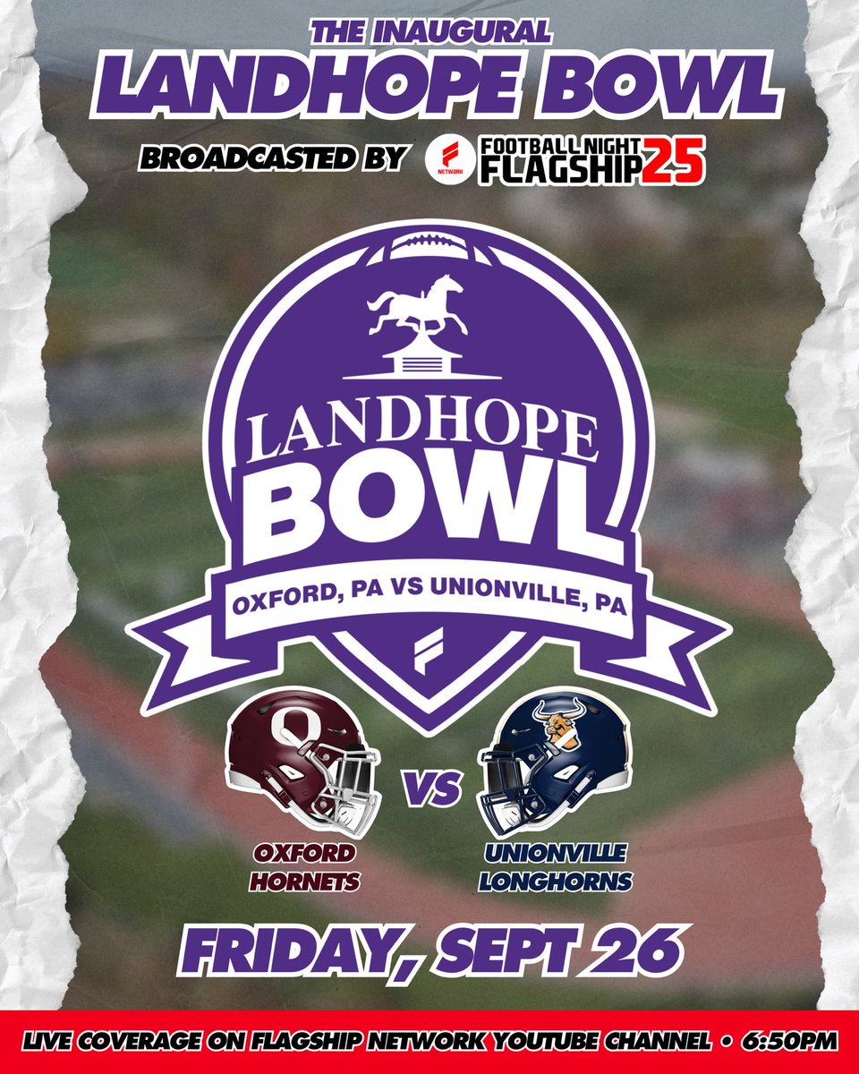 LADIES &amp; GENTLEMEN,

WE PRESENT TO YOU…

THE INAUGURAL LANDHOPE BOWL!

The 5-0 Oxford Hornets got beef with 3-2 The Unionville Longhorns in Week Six. 

Hornets, undefeated 🖐🏼-👌🏼 and halfway through their season. These boys mean business and they are here to show it!

The