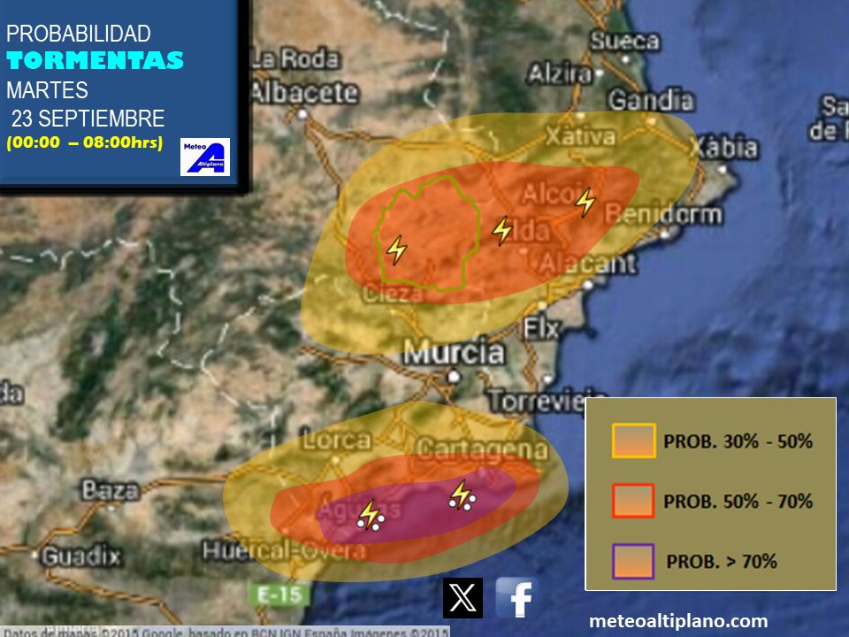 #FMA ⚠️ #Lluvias #Tormentas 🌧⚡️

》》 Esta próxima madrugada tendremos un breve periodo de #inestabilidad, con la PROBABILIDAD DE TORMENTAS nocturnas en horas "de sueño" (00-08 hrs).

De echo AEMET activa #avisos amarillos por ambos fenómenos previstos (20mm/1 hora):