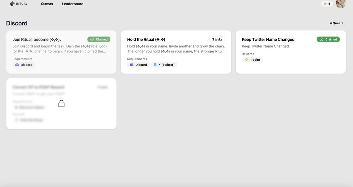 มาลุยดรอปเจค
<a href="/ritualnet/">Ritual</a>  
- เข้าร่วมดิสคอร์ด discord.com/invite/ritual-… เปลี่ยนชื่อบน X ใส่ ❖ ไว้ 30 วัน 
- ทำเควส (ฝากเรฟด้วยจัฟ) ritual-synful.domino.page/?ref=222158
- รับ XP รายวัน โดยจะได้รับ 1 XP ต่อวัน เมื่อครบ 30 วัน ก็สามารถ Claim POAP ได้ 
- เมื่อทำเควสเสร็จก็ไปเคลม  POAP ได้