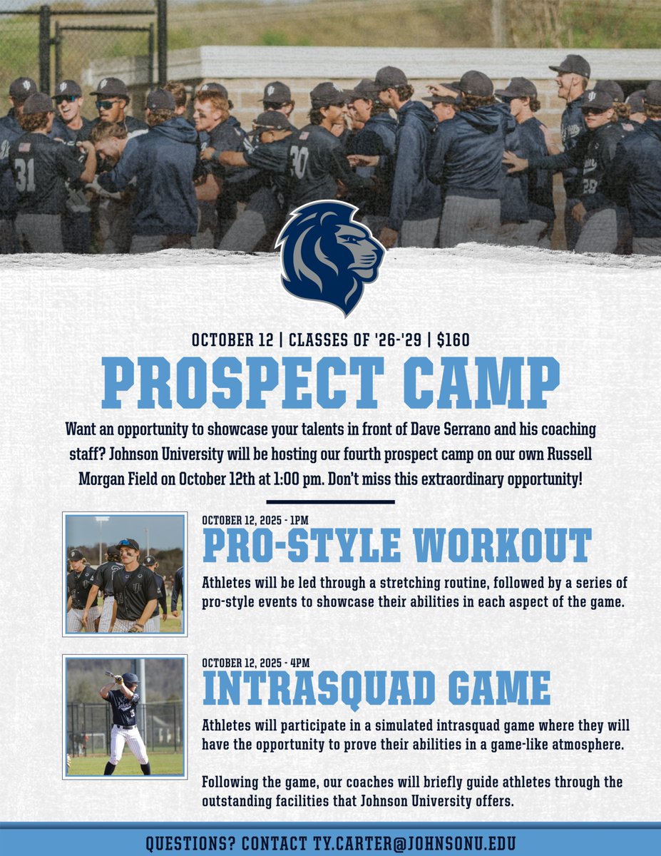 Spots are filling up so make sure to secure your spot in our next Prospect Camp on October 12th!

Register now! t.ly/vflK8

#RaiseTheRoar | #BuildingTheU