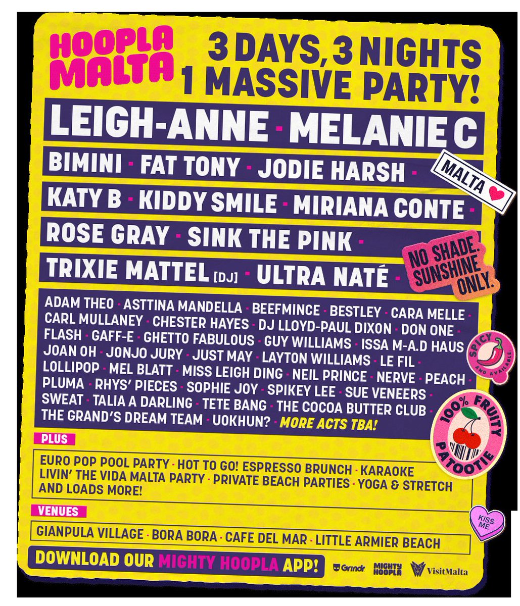 TobyFord's tweet photo. Count down to @mightyhoopla Malta w/ @Micki_Ford this Fri! Hello Sun, sea,sand, @LeighAnneMusic @MelanieCmusic @biminibabes @thefattony @jodieharsh @KatyB @Kiddysmile @SinkThePinkLDN @rosegray_ @trixiemattel @ultranatemusic @TeTeBangSOS @melblatt &amp; more! I'm staying up late! https://t.co/nweSG9wWIy
