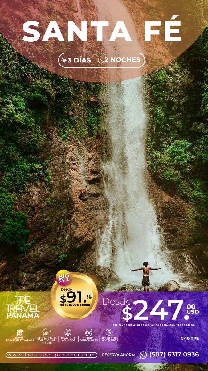 alciraque's tweet photo. FELIZ SEMANA...
Disfrute de su país y q nadie le cuente.
En @TPETRAVELPANAMA contamos con el catálogo + variado de EXPERIENCIAS en Panamá.
No se aventure sólo, permítanos acompañarle. #SantaCatalina #Mariato #Pedasi #SantaFe
@ATP_panama @promtur_panama @CCIYAP @tvnnoticias... https://t.co/M6Hf8t2mFV