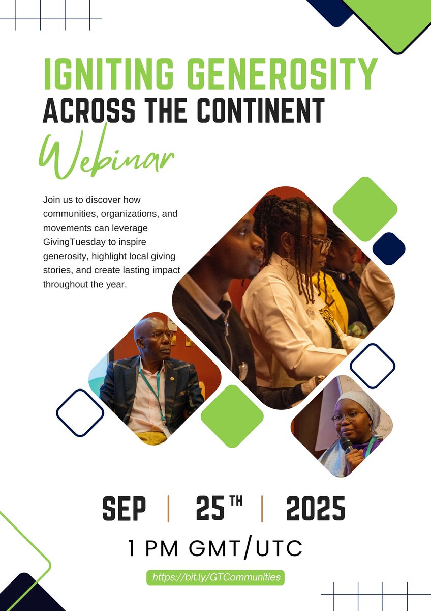 How do you mobilize entire communities for good? Find out at the GivingTuesday Africa webinar - Sept 25, 1PM GMT. Register here  ⬇️ forms.gle/4WpBfLzikEVRBM…

#GivingTuesday
#GivingTuesdayAfrica
#GivingTuesday2025
#IgniteGenerosity