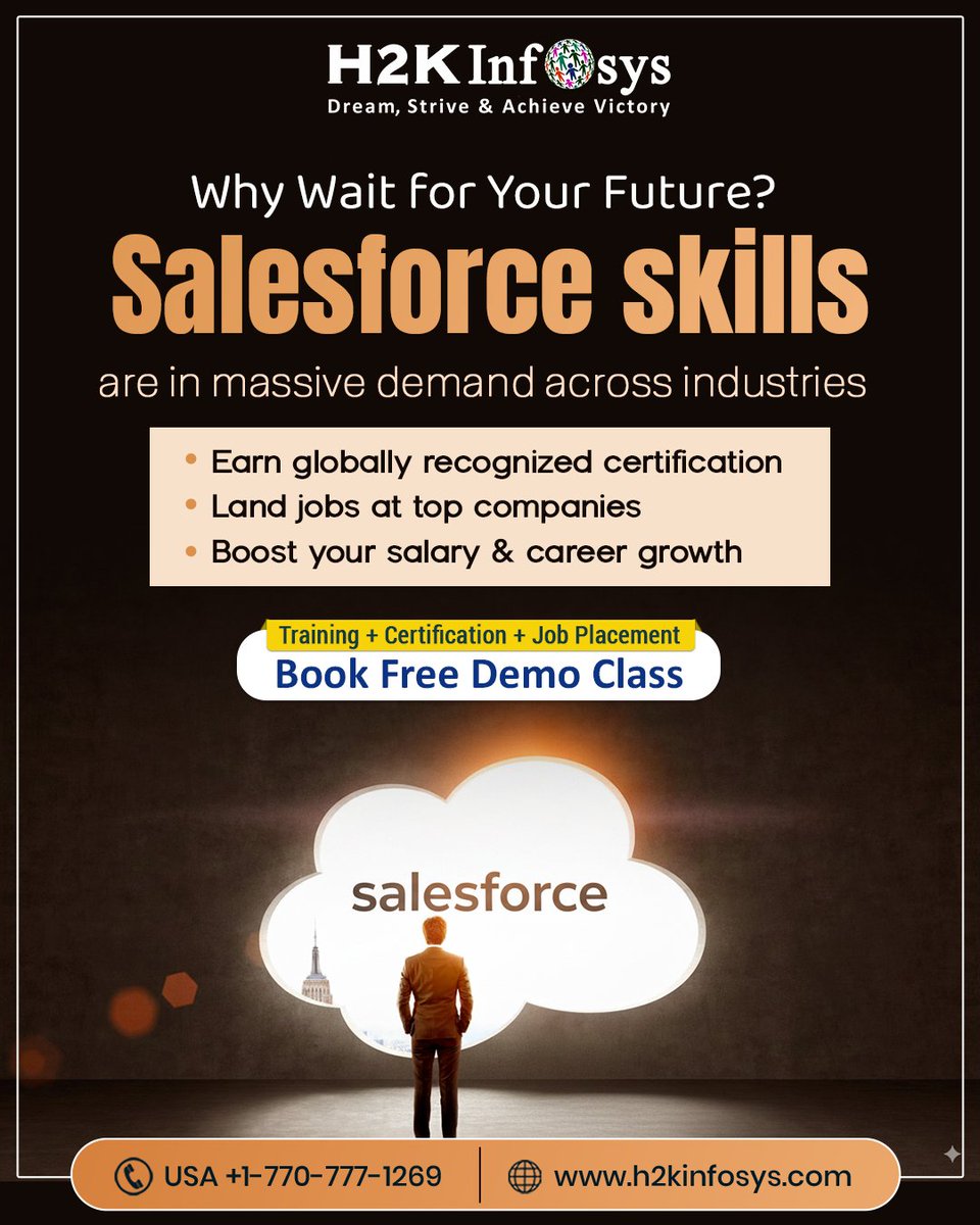 h2kinfosys's tweet image. ⏰ Why wait for your future?
Salesforce skills = High demand + Top jobs + Better pay 💼
👉Enroll Now: h2kinfosys.com/courses/salesf…
📞 +1 770-777-1269 | 📧 training@h2kinfosys.com
#SalesforceTraining #SalesforceCertification #CareerGrowth #TechCareers #SalesforceAdmin  #SalesforceJobs