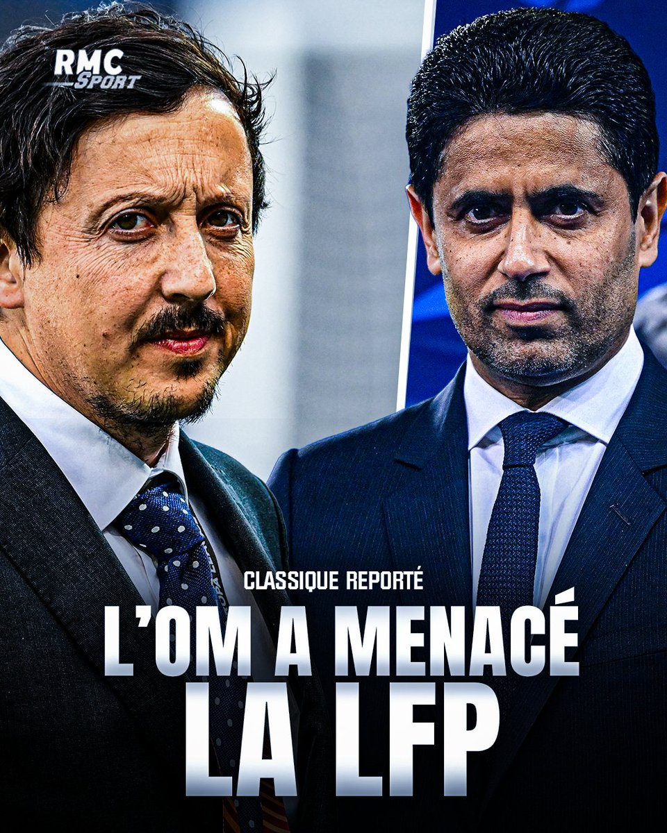 RMCsport's tweet photo. 🚨 L'OM a menacé la LFP de poursuites judiciaires ! 

Le club phocéen a fait preuve d’une très grande fermeté vis-à-vis de la Ligue au sujet de la programmation du match contre le PSG. Le règlement indiquant qu’il devait se jouer le lundi, Marseille ne voulait pas entendre parler d’une autre date.