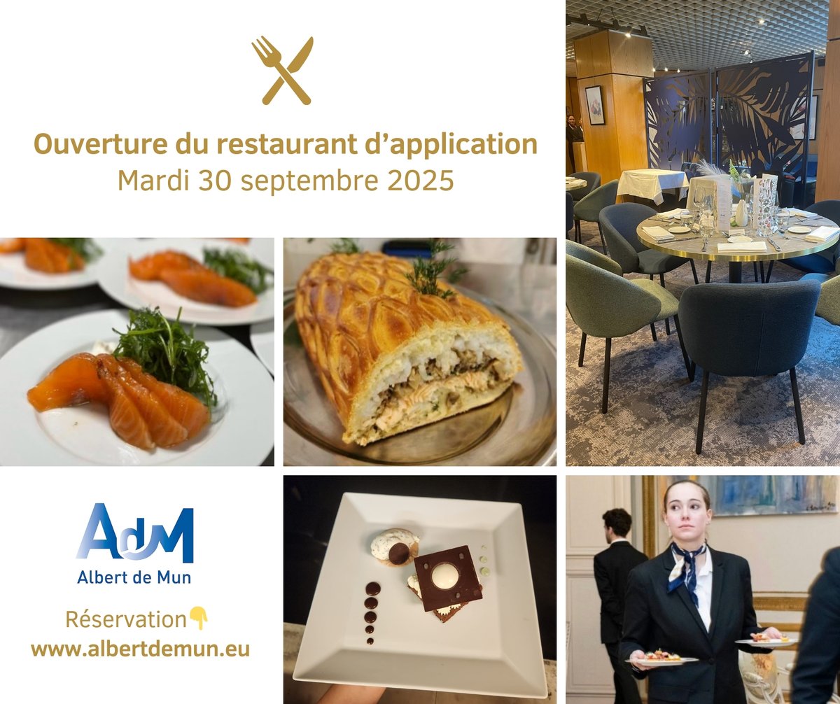 🍴 Ouverture du restaurant d’application
📅 Mardi 30 septembre 2025
👉 Consulter le cahier des menus albertdemun.eu/wp-content/upl…
👉 Réserver votre table dès maintenant albertdemun.eu/restaurant-dap…

<a href="/EnsCathoParis/">Ens Catho Paris</a>  #gastronomie