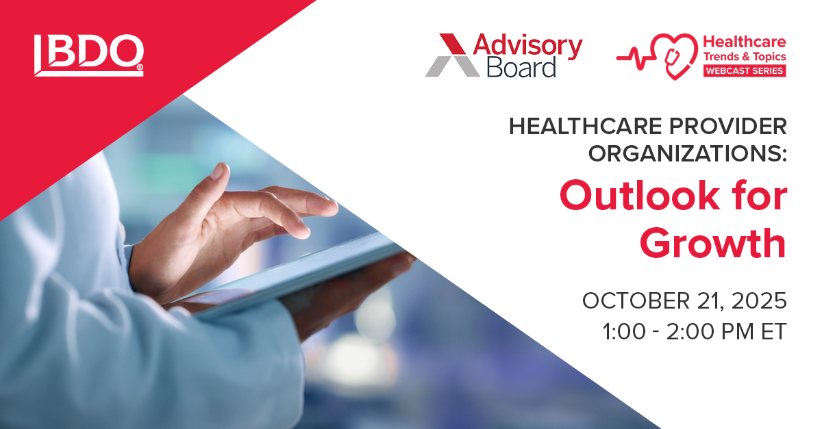 Don’t miss our 10/21 webcast, co-presented with <a href="/AdvisoryBd/">Advisory Board</a>, as we examine how structural dynamics and financial trends are shaping the future of healthcare provider organizations. Register today: bdousa.com/44ZdmTO 

#Healthcare #USHealthcare