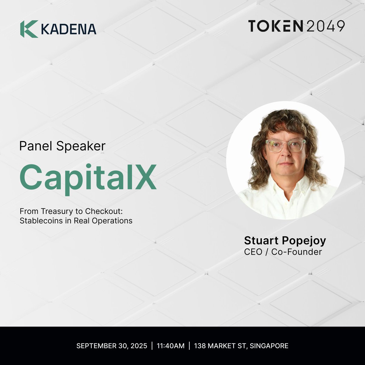 kadena_io's tweet photo. 🗓️ TOKEN2049 🗓️

Next month, our very own @SirLensALot takes the stage on ���From Treasury to Checkout: Stablecoins in Real Operations.”

$KDA | Marina Bay Sands, Singapore 🇸🇬 https://t.co/lK4Sk4BwQg