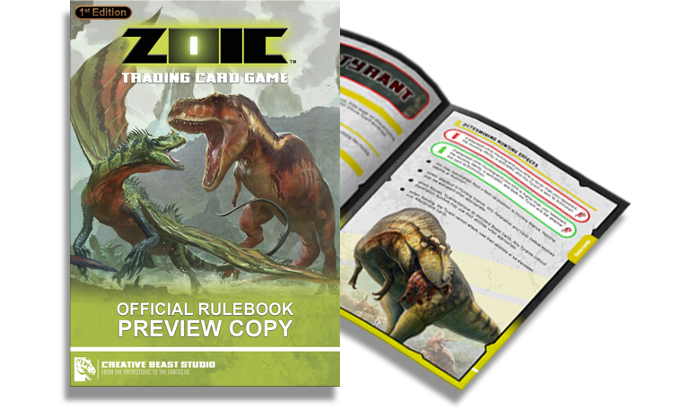 The ZOIC TCG Kickstarter launches TOMORROW!
Get a head start on learning to play by looking at a preview copy of our OFFICIAL RULEBOOK. This can now be downloaded NOW from the ZOIC tab on our landing page: creative-beast.com/zoic/

SURVIVE. ADAPT. EVOLVE.
