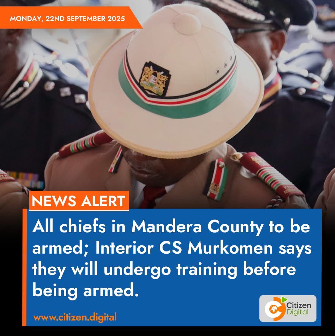 Interior CS Murkomen has declared in the Jukwaa la Usalama, Mandera Chapter today that framework will be developed to facilitate some stipend payment for village elders and that all chiefs in Mandera County will be licensed to carry arms for their protection due to the complex