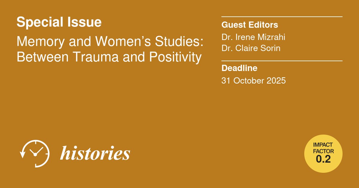 📢 Call for Submissions

This issue invites humanities and social sciences research exploring how #memory and #trauma studies have reshaped and been reshaped by #women’s and #FeministHistory and by cultural studies since the 1990s.

📖 brnw.ch/21wVZdW