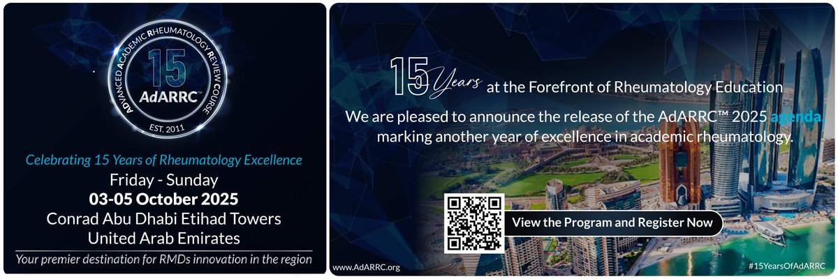 adarrc's tweet image. Excellence in motion! The AdARRC 2025 agenda is now published.
Dive into the program shaping the future of rheumatology.

bit.ly/adarrcagenda  

#AdARRC2025 #15YearsofAdARRC #Rheumatology