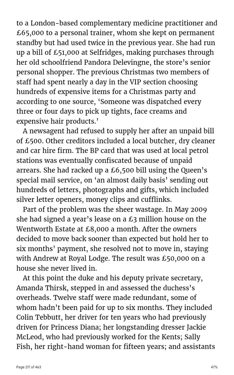 Ian_Visible's tweet photo. Sarah Ferguson: Extract from the Lownie biography 'Entitled' describing the Duchess of York's grifting, wastage and debts. https://t.co/2BgnY0VXgd