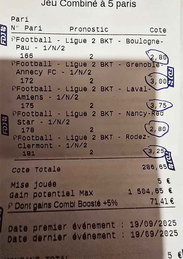 Pronosoft's tweet photo. En voilà un qui a eu le nez creux sur la Ligue 2 ! Un combiné de 5 victoires à l’extérieur pour une cote à près de 300… Bravo 𝐆𝐞𝐠𝐨𝐥 👏
À retrouver dans la rubrique #TopTickets #TeamParieur https://t.co/nvTFWzrJtt https://t.co/EsVe67SRs0