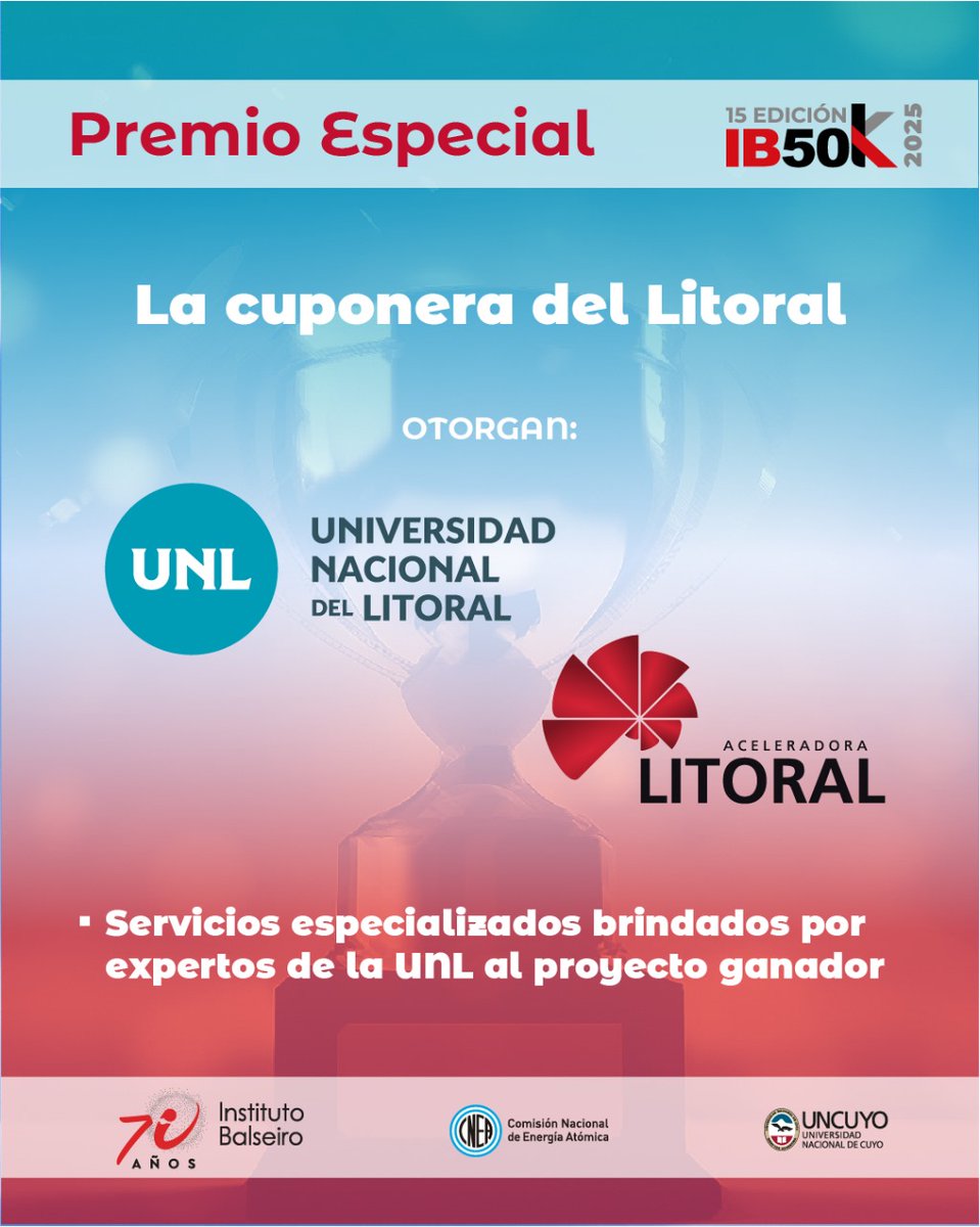 🌟 Premio Especial | UNL y Aceleradora Litoral – La Cuponera del Litoral
🌐 Servicios especializados de expertos de la UNL para el proyecto ganador.
💡 Un beneficio que potencia el crecimiento emprendedor con asesoramiento técnico y estratégico de alto nivel.
