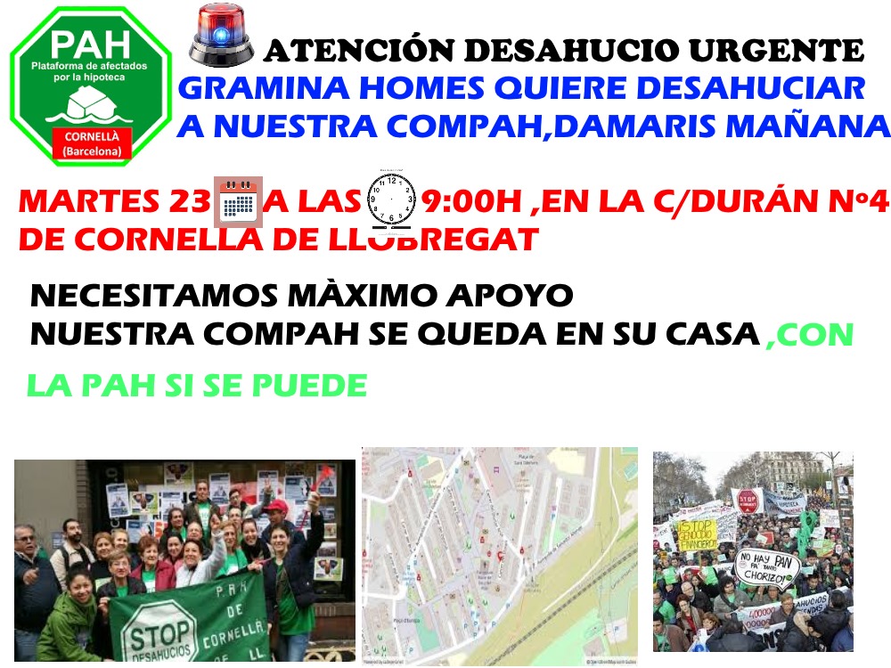 Necesitamos mucho apoyo sino esta mujar la desahucian si al ternativa habitacional