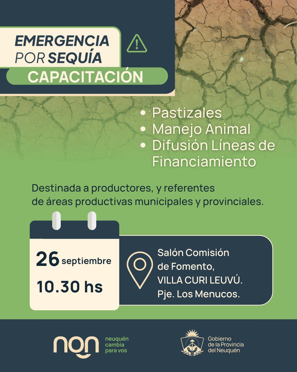 #EmergenciaPorSequía

Capacitación en Villa Curi Leuvú.

•Pastizales
•Manejo Animal
•Difusión Líneas de Financiamiento

#LaProducciónCambiaParaVos