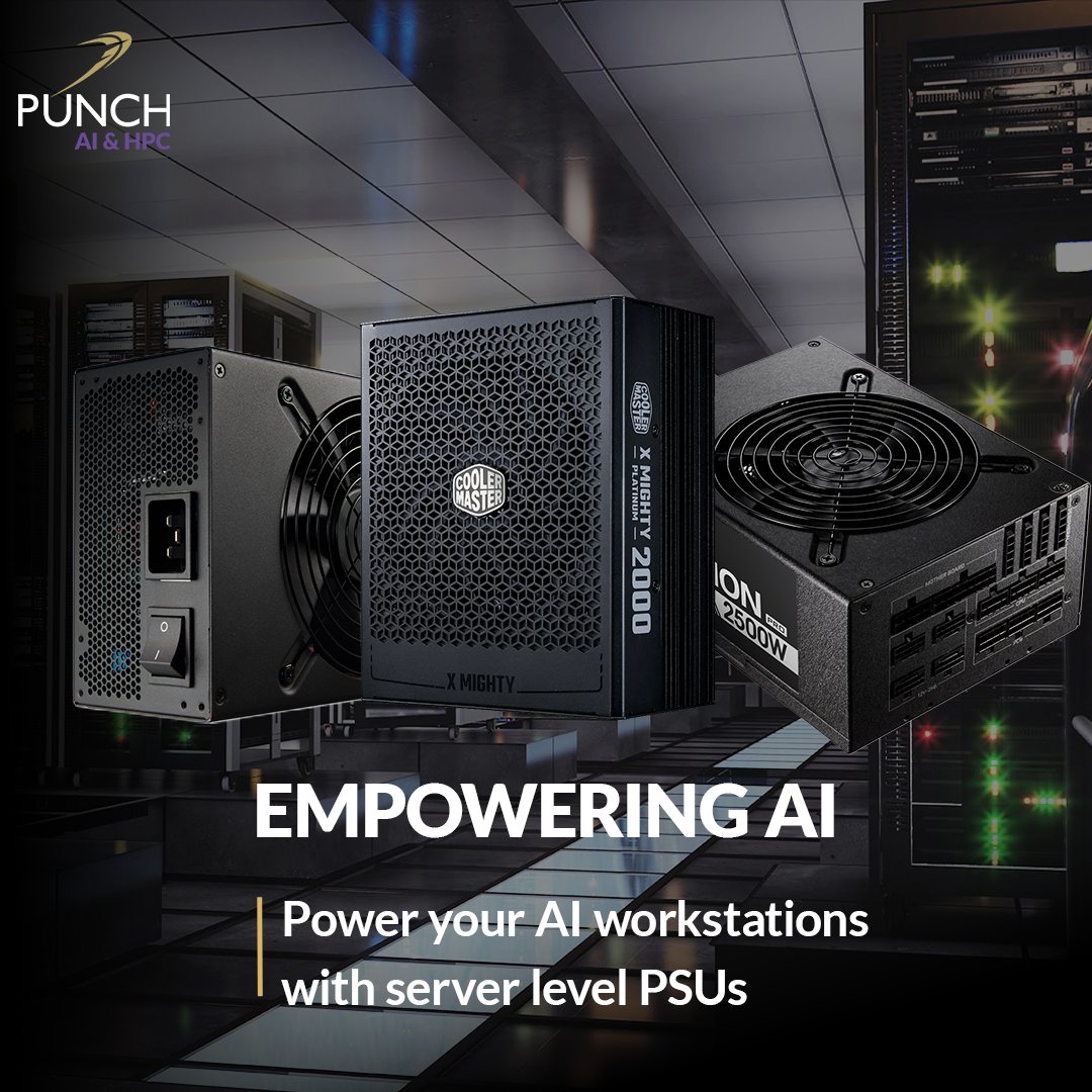 We’re excited to announce the arrival of server-grade power supplies in our custom PC configurator:

🔹 Cooler Master X Mighty 2000 (2000W)
🔹 Cannon Pro 2000W &amp; 2500W

➡️ Available now in our configurator – design your ultimate AI workstation today: punchtechnology.co.uk/custom-ai-and-…