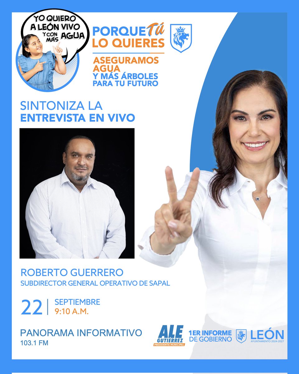 #EnVivo🔴 Sintoniza hoy a las 9:10 a.m. la entrevista a nuestro Subdirector Operativo, Roberto Guerrero, con <a href="/VILLALVAZO13/">ALEJANDRO VILLALVAZO 🧠</a> e <a href="/inakimanero/">Iñaki Manero</a> través del 103.1 FM.
Conoce el panorama hídrico de León, camino al 1er Informe de Gobierno de nuestra alcaldesa <a href="/AleGutierrez_mx/">𝗔𝗹𝗲 𝗚𝘂𝘁𝗶𝗲́𝗿𝗿𝗲𝘇</a>