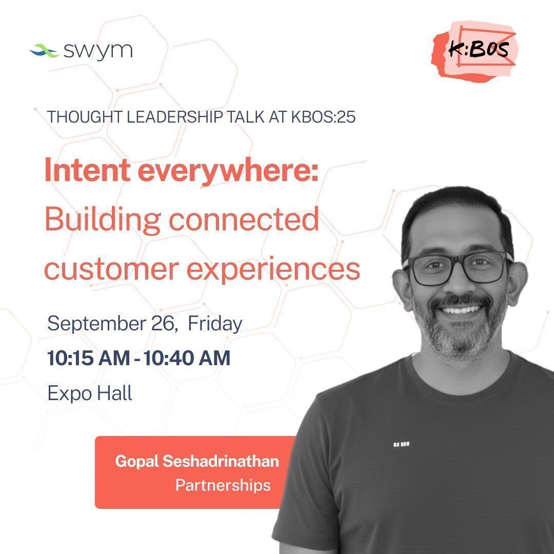 swymit's tweet image. 📢 Hear from Gopal Seshadrinathan, Head of Partnerships at Swym, on connecting shopper intent signals across web, mobile, email &amp;amp; social to drive CX + revenue.

📅 Sept 26 | 10:15–10:40 AM
📍 Expo Hall, KBos:2025

👉 More details - buff.ly/vxC18Pa 

#Ecommerce #CX #Swym