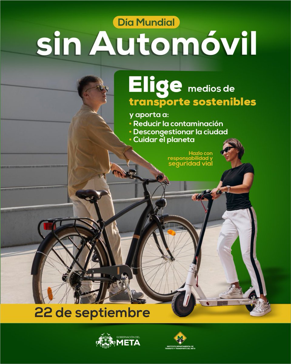 🚶‍♀️🚴‍♂️ En el Día Mundial sin Automóvil, recordamos que la movilidad sostenible también es seguridad vial.

Cada vez que se elige caminar, usar la bicicleta o el transporte público, no solo se aporta al cuidado del planeta, también se ayuda a reducir el riesgo de siniestros viales.