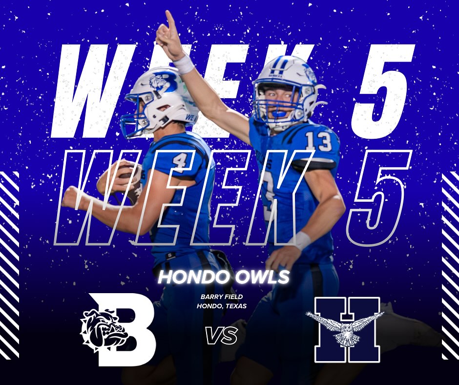 Bulldog Football 🏈
It’s Hondo Week! Two undefeated teams clash this Friday for Highway 173 supremacy!

●Kick Off at 7pm
●Visiting fans will sit on the east side of the stadium, adjacent to Avenue H
● HISD has a Clear-Bag Policy for all fans.
● Ticket sales are online only