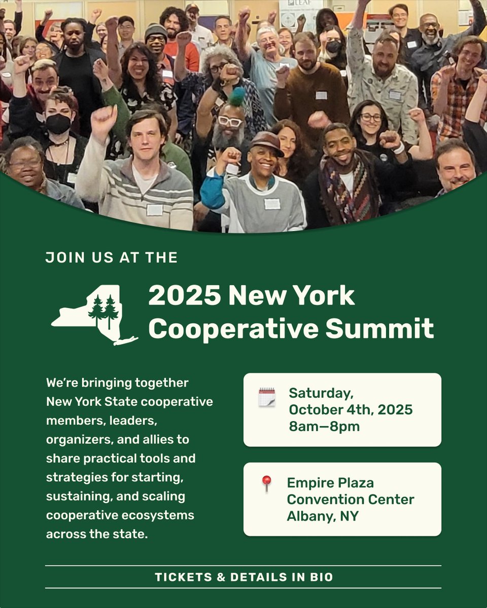 The Democracy at Work Institute (@wearedawi) on Twitter photo 🌟 Join us at the 2025 New York Cooperative Summit! 
📅 Saturday, October 4th, 2025 | 📍 Albany, NY
Workshops, panels, and keynotes will spotlight how we grow economic democracy across New York.
👉 Register here: newyorkcooperative.org/2025-summit/ 🌟 Join us at the 2025 New York Cooperative Summit! 
📅 Saturday, October 4th, 2025 | 📍 Albany, NY
Workshops, panels, and keynotes will spotlight how we grow economic democracy across New York.
👉 Register here: newyorkcooperative.org/2025-summit/