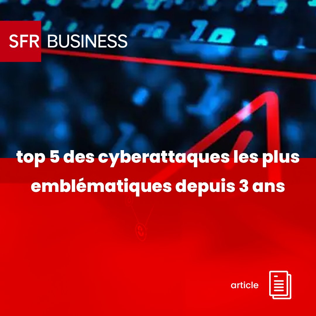 🔐 TOP 5 des #cyberattaques qui ont marqué ces dernières années

Zero-day, DDoS record, fuite #Cloud, ransomwares &amp; deepfakes…
Apprenez des plus grands incidents pour renforcer vos défenses et sécuriser vos données.

On vous dit tout : sfrbusiness.fr/room/securite/…