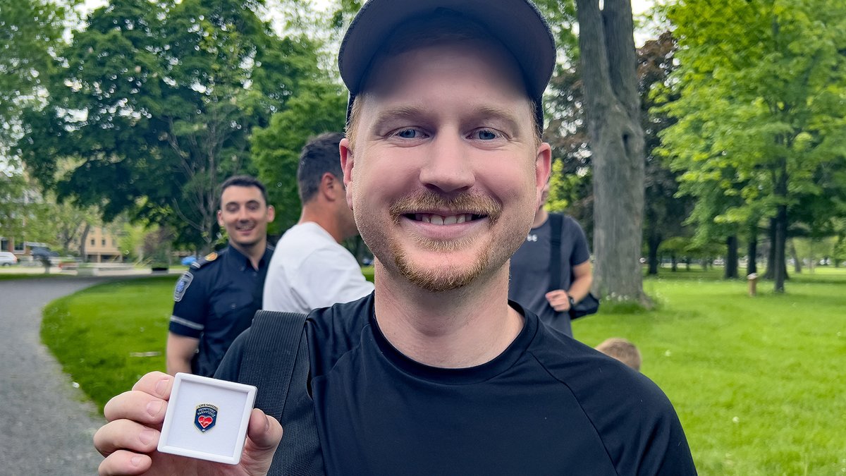 There's Frontenac Paramedic Cole with a new Cardiac Arrest Save pin! Pins are awarded to a paramedic who treats a patient for cardiac arrest who in turn goes on to recover well enough to be discharged from hospital. It’s a great day to save a life!

Well done, Cole!
