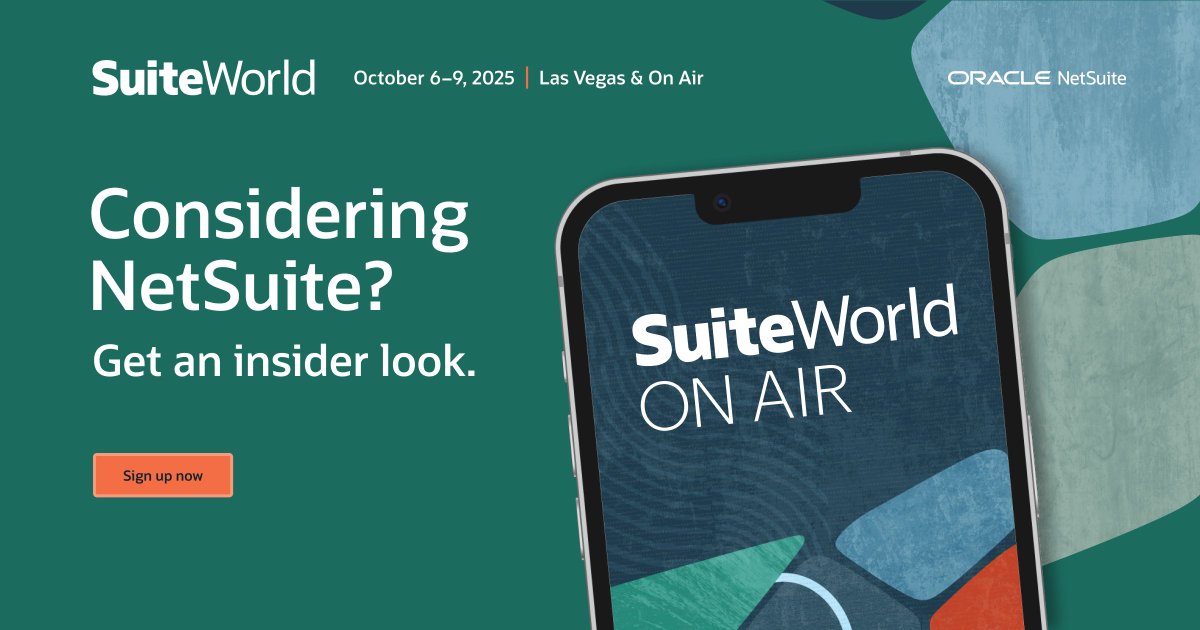 NetSuite_Craig's tweet photo. Can’t make it to Las Vegas for #SuiteWorld? With On Air, you can catch all the @NetSuite action right from your living room! Sign up today to watch keynotes, access sessions, network virtually, and so much more: https://t.co/ywNQOQejJB https://t.co/37mCeSfRTh