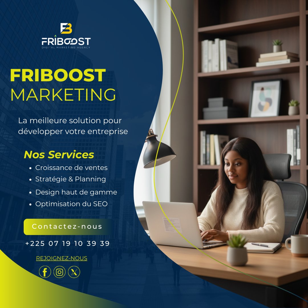 Friboost_Com's tweet photo. Développe ton entreprise avec une stratégie claire
Avec Friboost, tu bénéficies de :
 ✅ Croissance de ventes
 ✅ Stratégie &amp; Planning
 ✅ Design haut de gamme
 ✅ Optimisation SEO
👉 La solution pour passer au niveau supérieur.
#MarketingDigital #Friboost #Business https://t.co/OIYFxTDJXb