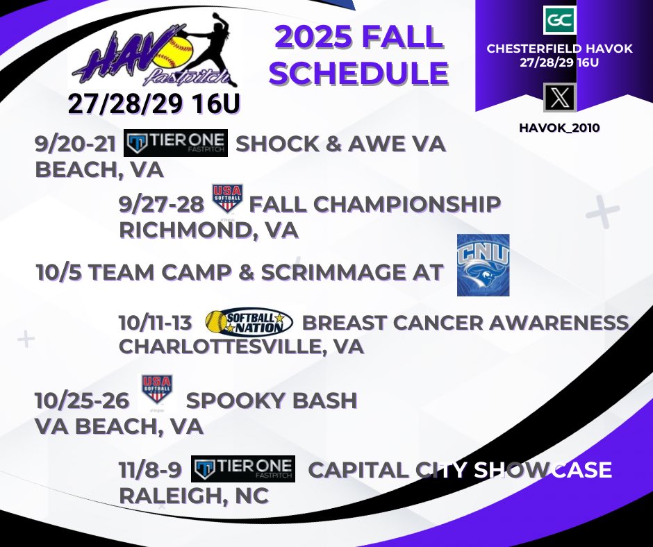 Our fall schedule