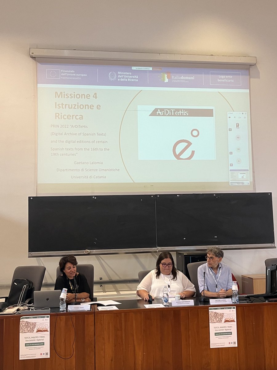 En la segunda mesa del congreso, el profesor Gaetano Lalomia, de la Università degli Studi di Catania presenta el proyecto “ArDiTeHis (Digital Archive of Spanish Texts)
