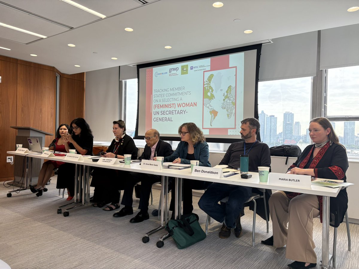 NobelWomen's tweet image. Can you believe that there has never been a woman secretary general of the @UN? That is shameful. @NobelWomen’s ED Maria Butler taking part in a timely discussion on this failure, hosted by @gnwp_gnwp on the fringes of #UNGA #itsherturn