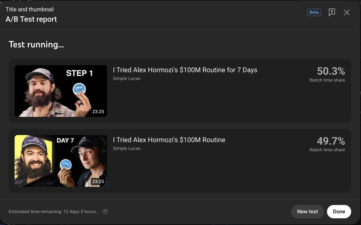 YouTube's new A/B test for thumbnail + TITLE is in Beta

What do you think? Will this change thumbnail design strategy for creators?