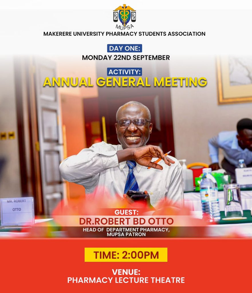 RoderickKimuli's tweet image. Moments captured from the opening day of @Mupsamak Week 2025, where leadership and unity converged. As our Chairman of @chsmursa, I proudly witnessed the successful Annual General Meeting, a pivotal occasion that underscored the commitment to advancing pharmacy education.